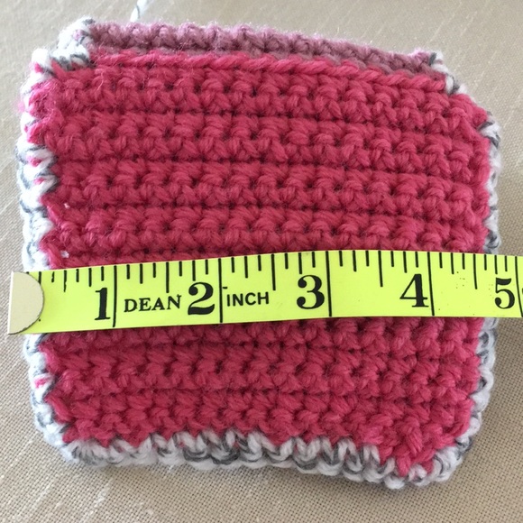 HAND CRAFTED Mini Bag Flower Crochet Mauve Gray Pink - Picture 5 of 6